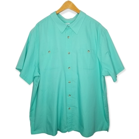KingSize Men's Mint Green Short Sleeve Button Front Shirt Size 3XL - Picture 1 of 4